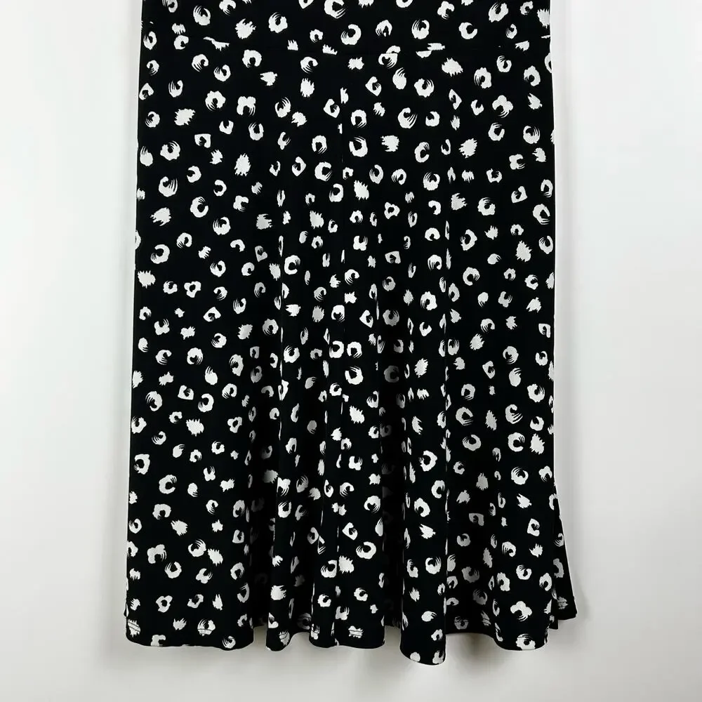 Gilli Nancy Faux Printed Black White Knee Length Dress Scoop Back Womens Sz L - Picture 5 of 11